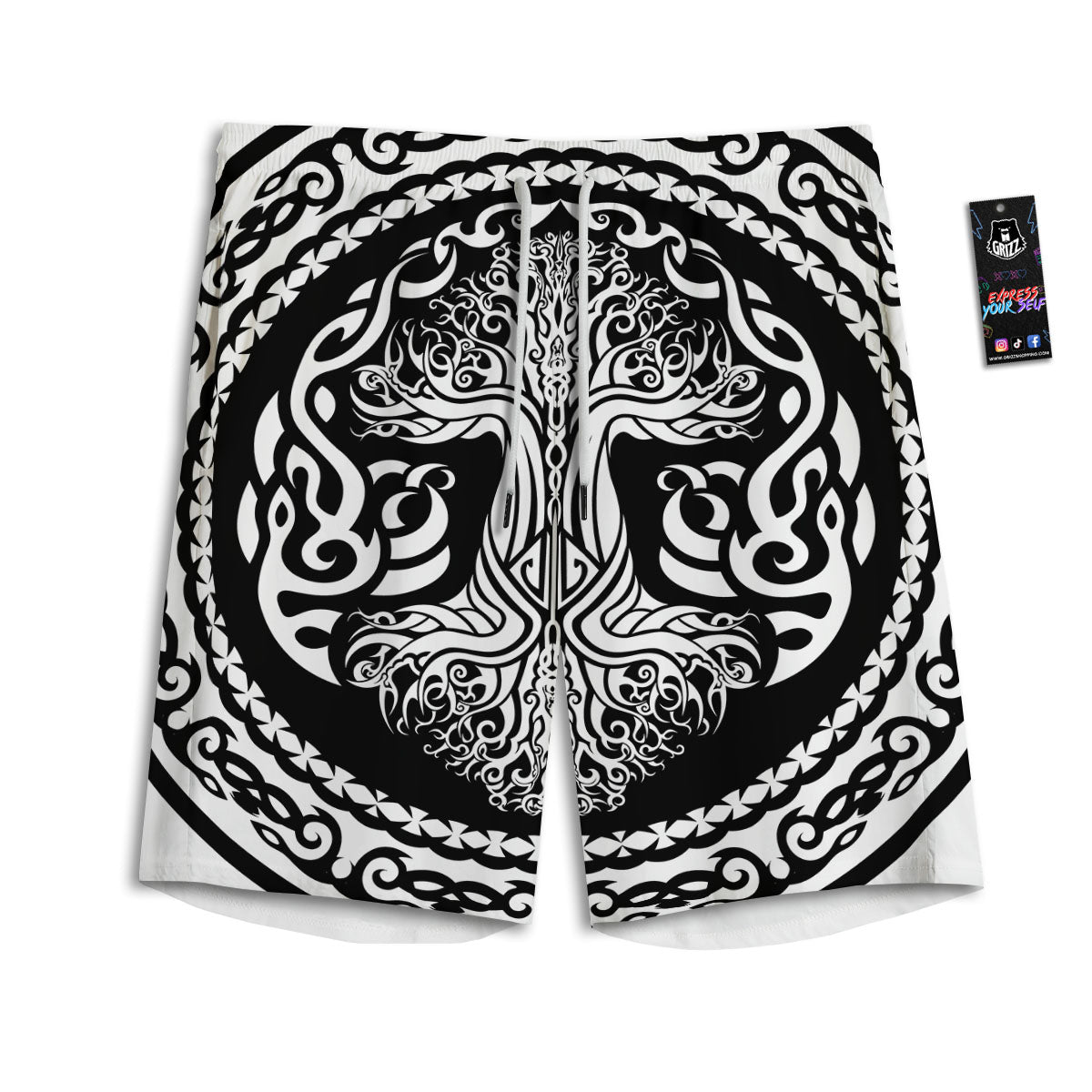 Tree Of Life Viking Print Men's Athletic Shorts