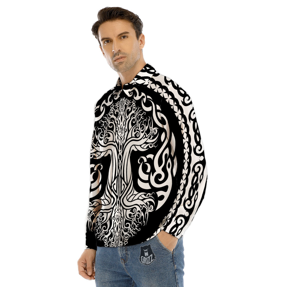 Tree Of Life Viking Print Men's Dress Shirts-grizzshop