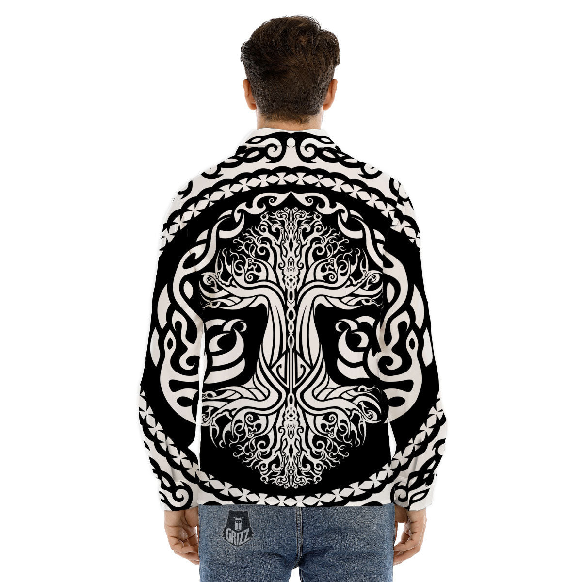Tree Of Life Viking Print Men's Dress Shirts-grizzshop