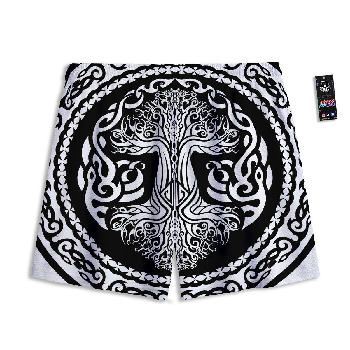 Tree Of Life Viking Print Mesh Shorts