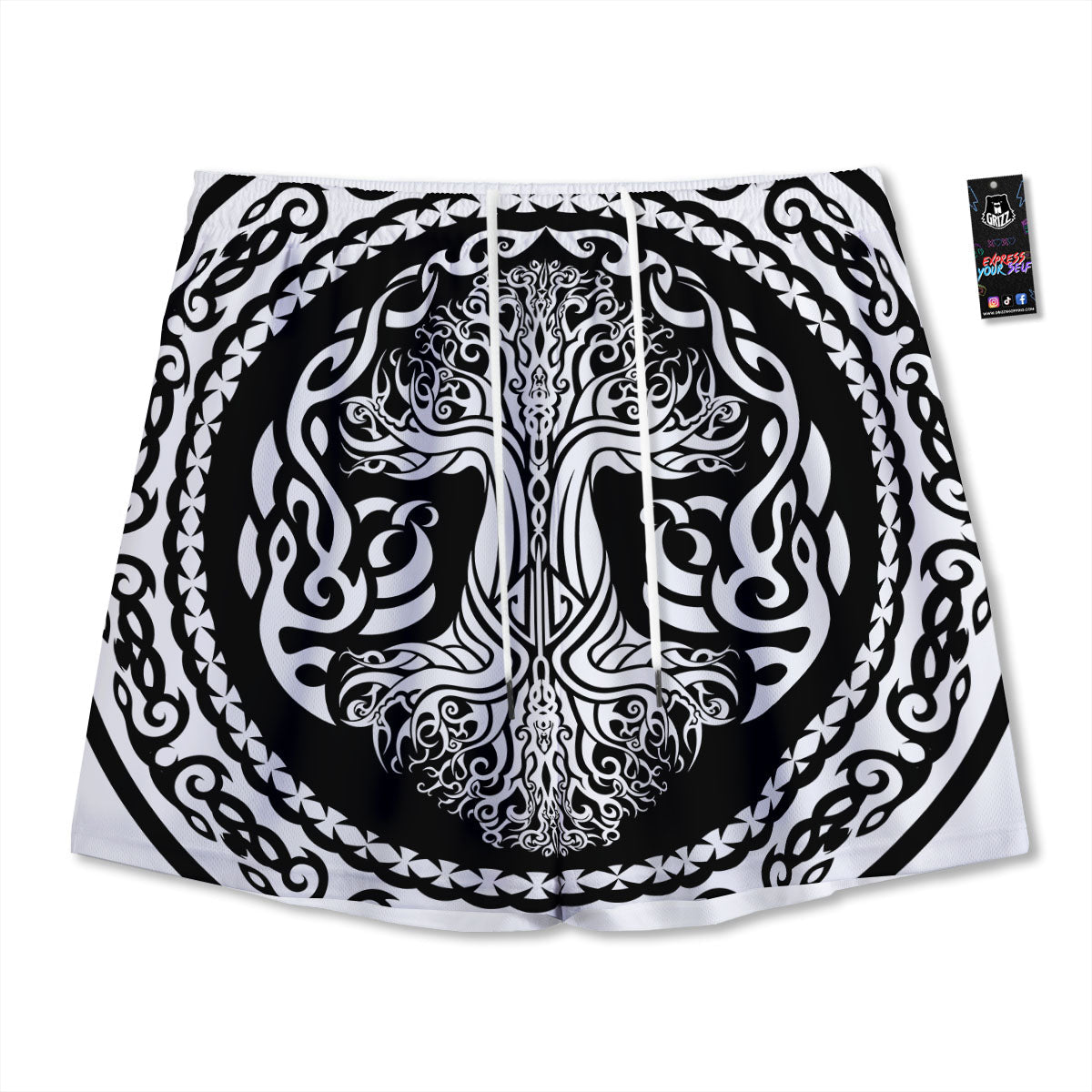 Tree Of Life Viking Print Mesh Shorts