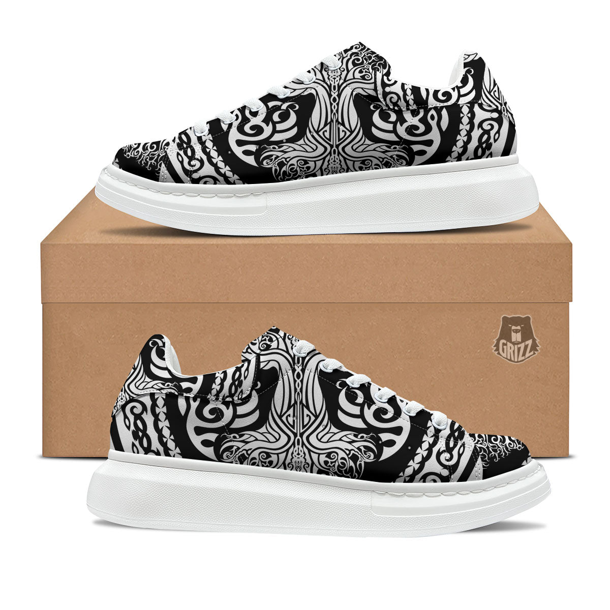 Tree Of Life Viking Print Platform Shoes-grizzshop