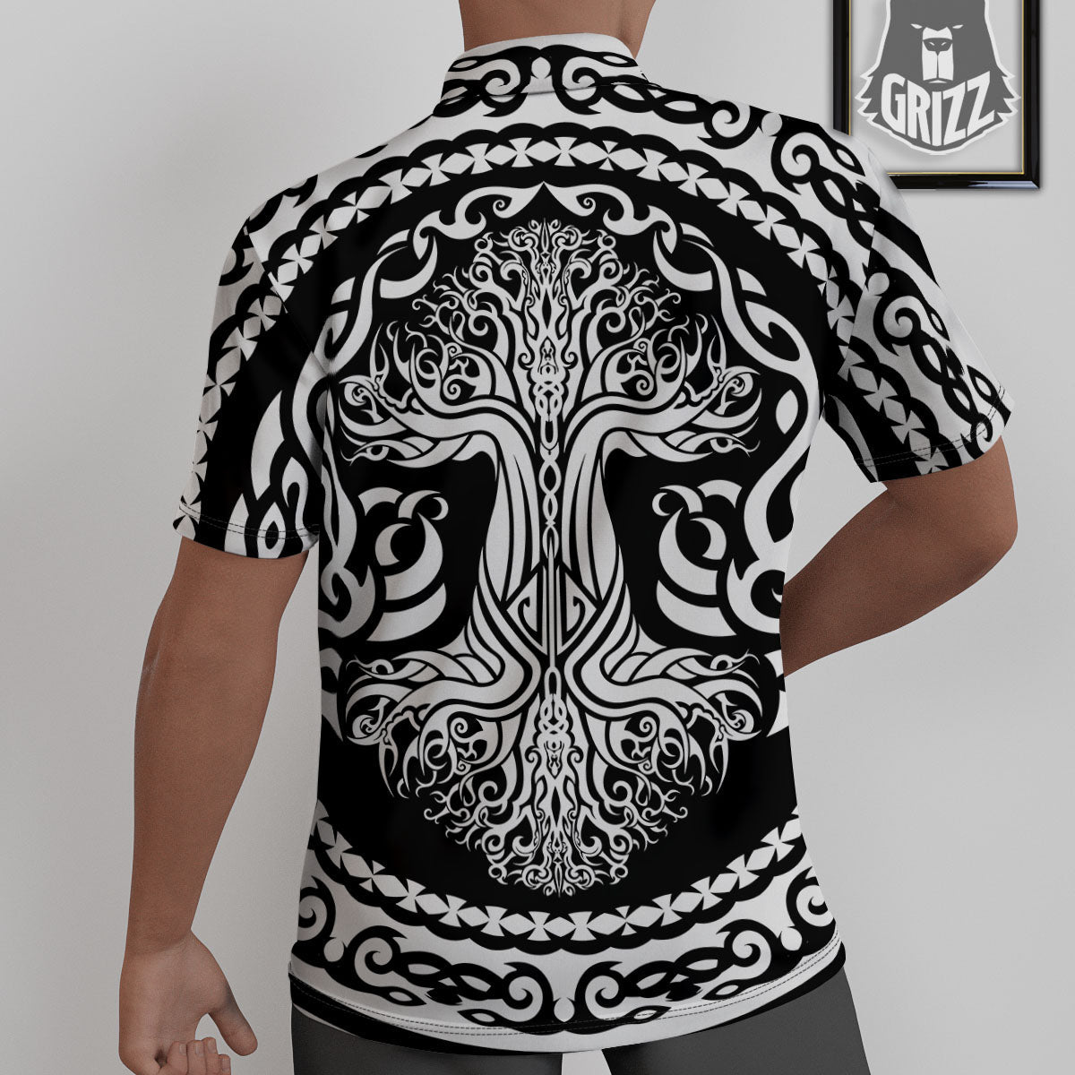 Tree Of Life Viking Print Untucked Shirts-grizzshop