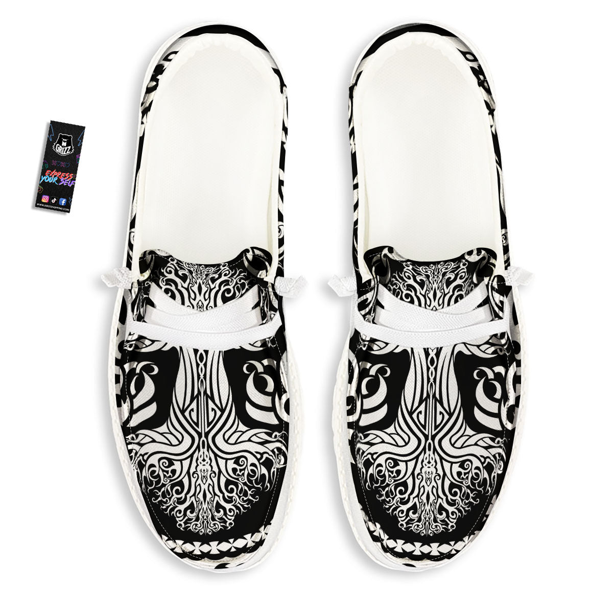Tree Of Life Viking Print White Loafers-grizzshop