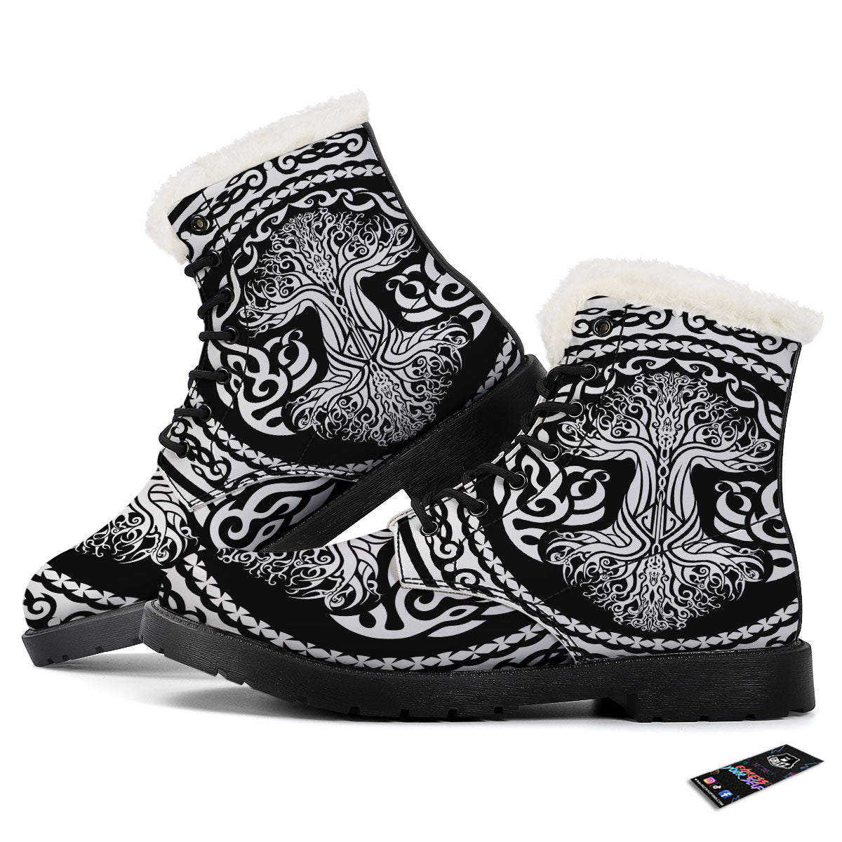 Tree Of Life Viking Print Winter Boots-grizzshop