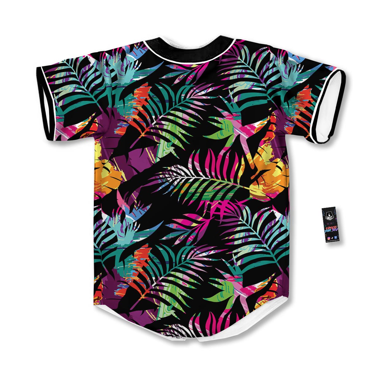 Tree Palm Trippy Print Pattern Baseball Jersey-grizzshop
