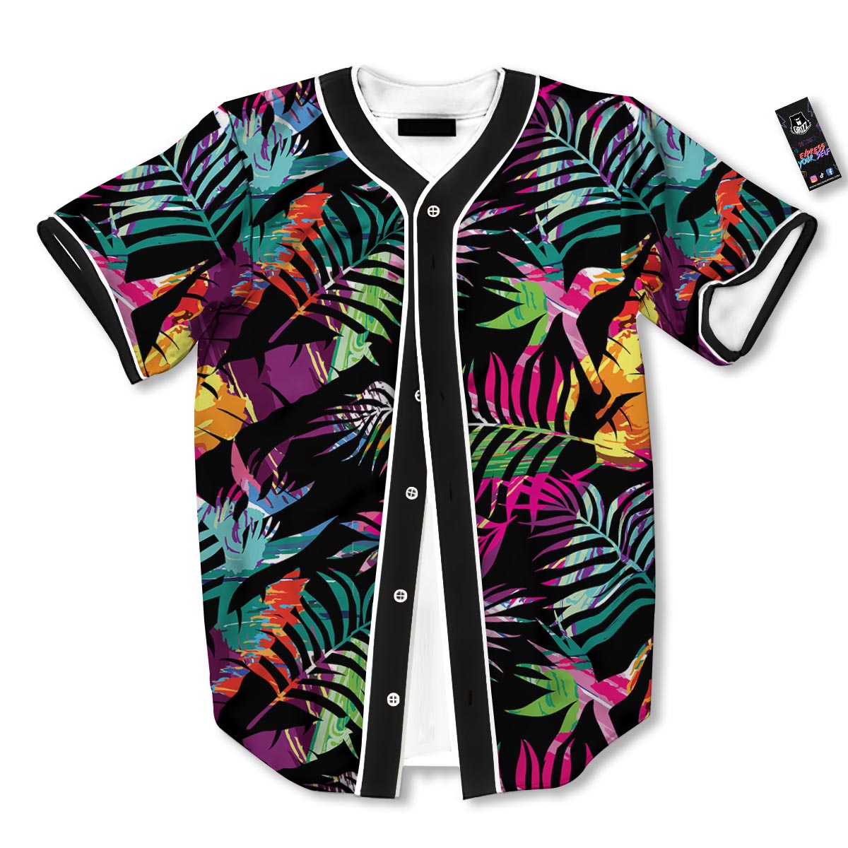 Tree Palm Trippy Print Pattern Baseball Jersey-grizzshop