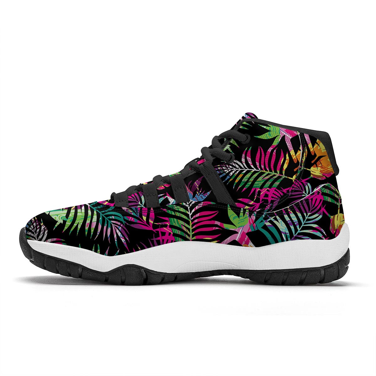 Tree Palm Trippy Print Pattern Black Bball Shoes-grizzshop