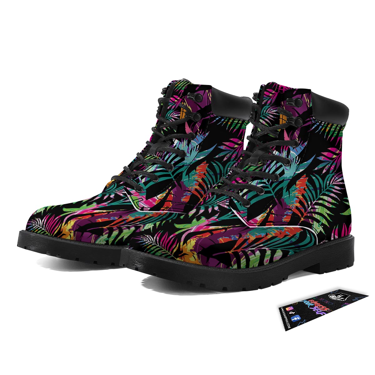 Tree Palm Trippy Print Pattern Boots-grizzshop
