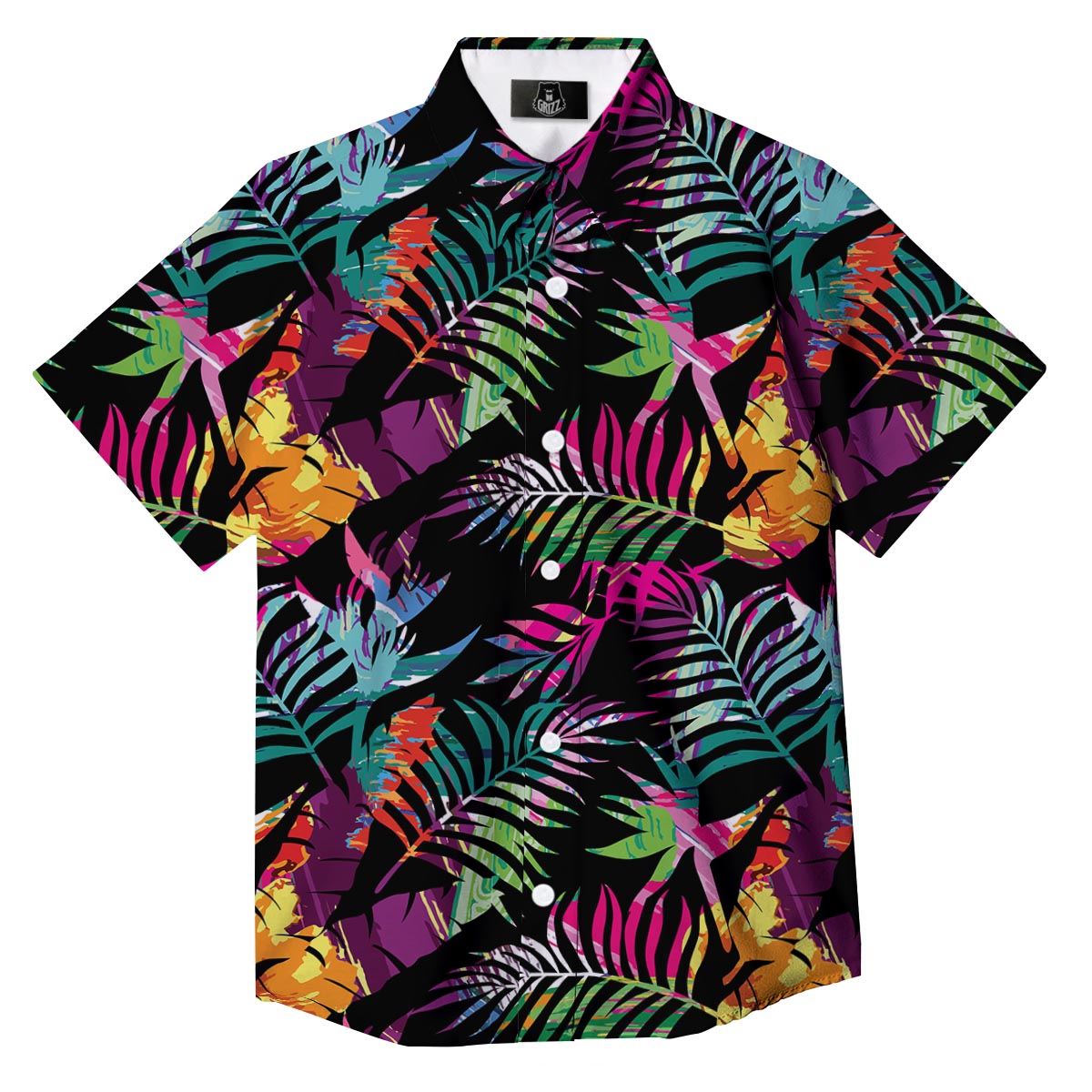 Tree Palm Trippy Print Pattern Button Up Shirt-grizzshop
