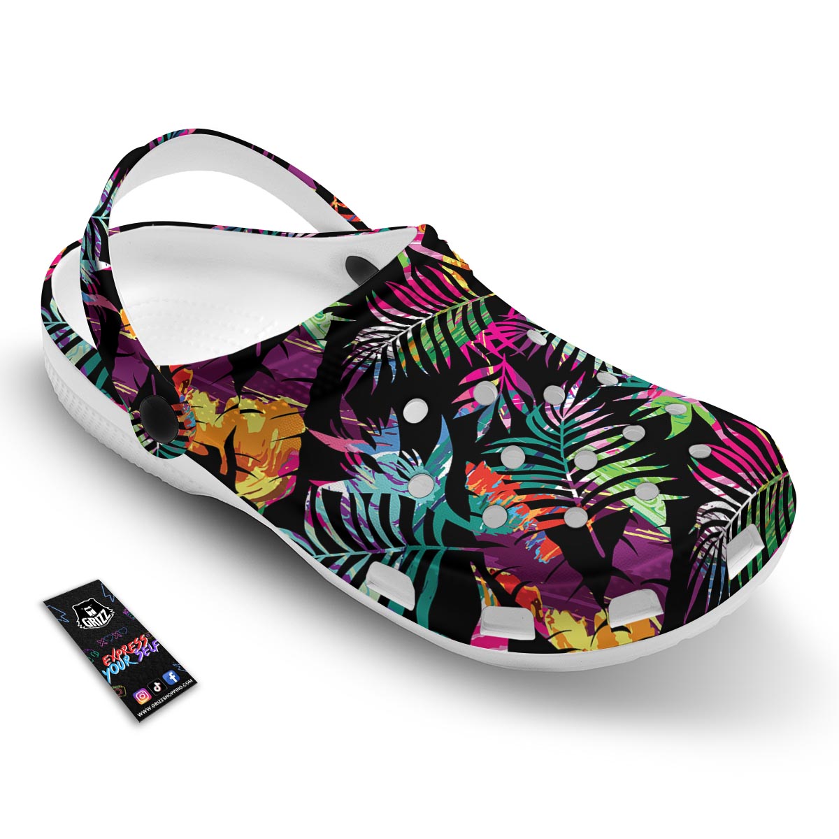 Tree Palm Trippy Print Pattern Clog-grizzshop