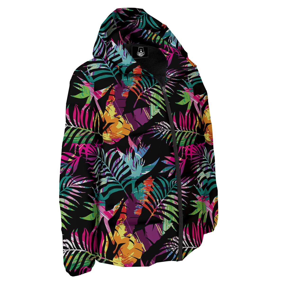 Tree Palm Trippy Print Pattern Down Jacket-grizzshop