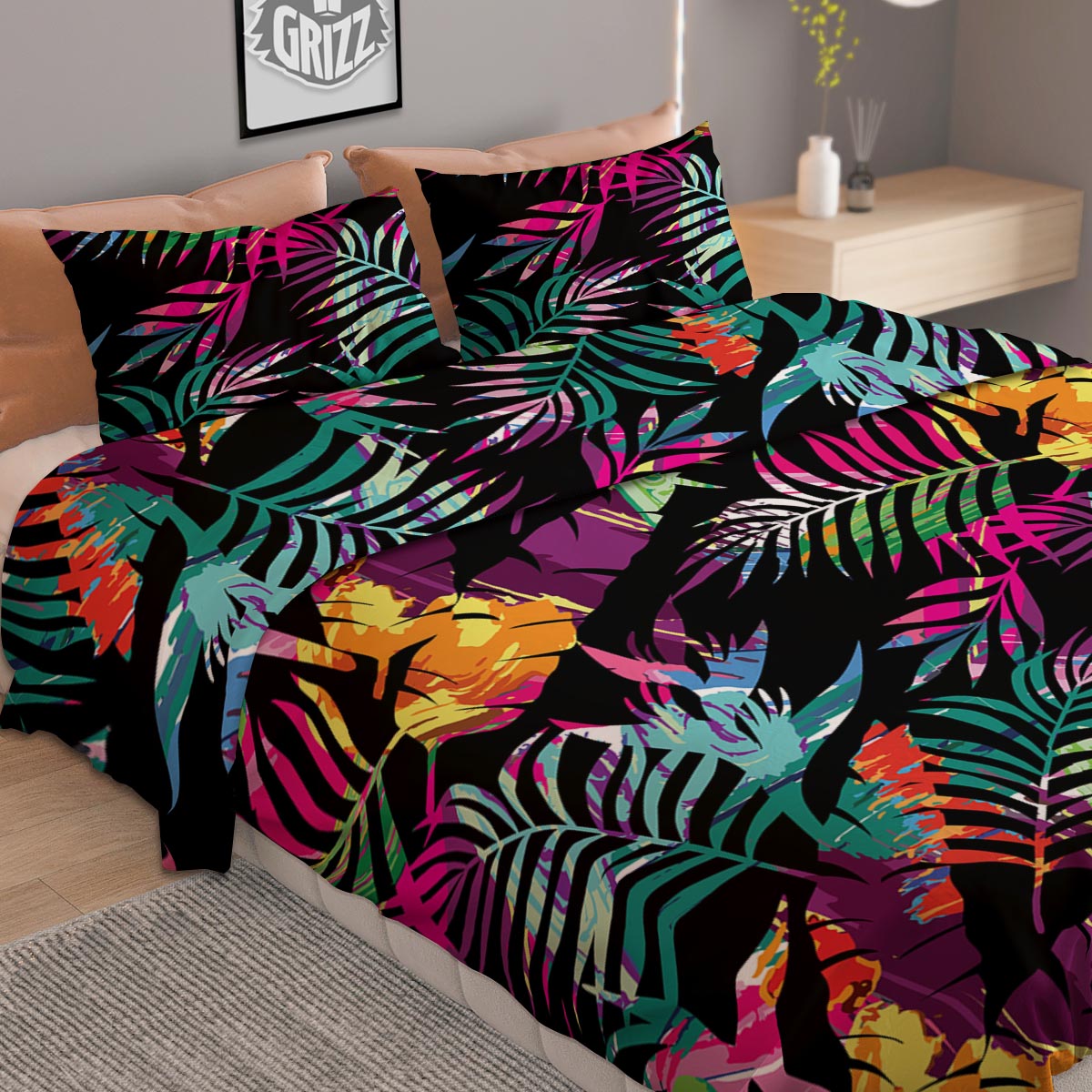 Tree Palm Trippy Print Pattern Duvet Cover Bedding Set