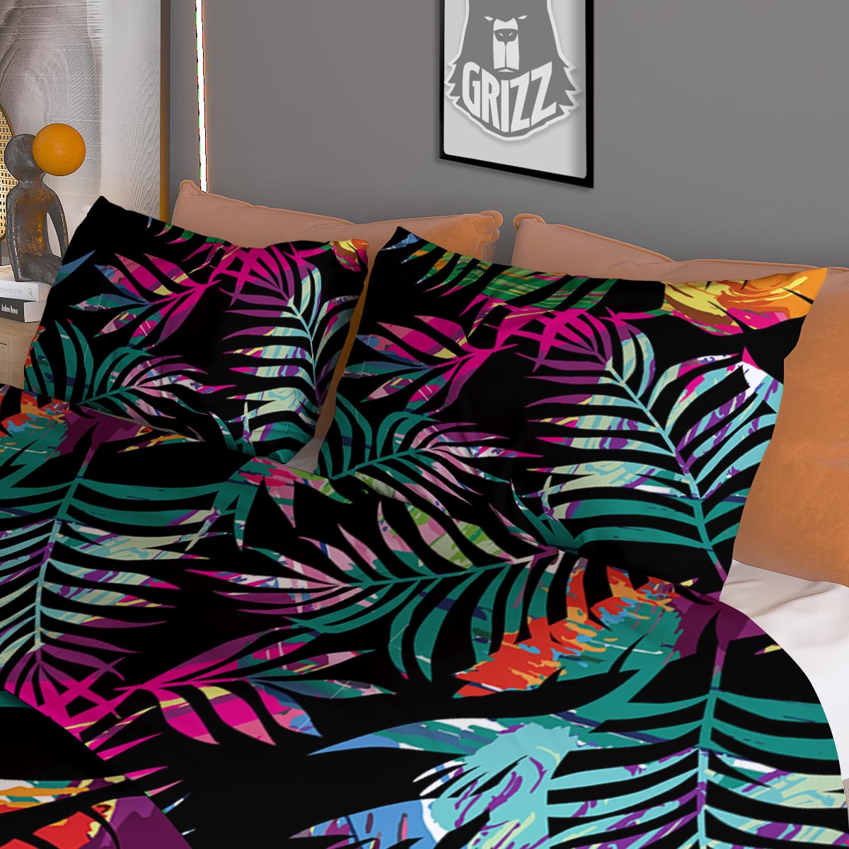Tree Palm Trippy Print Pattern Duvet Cover Bedding Set