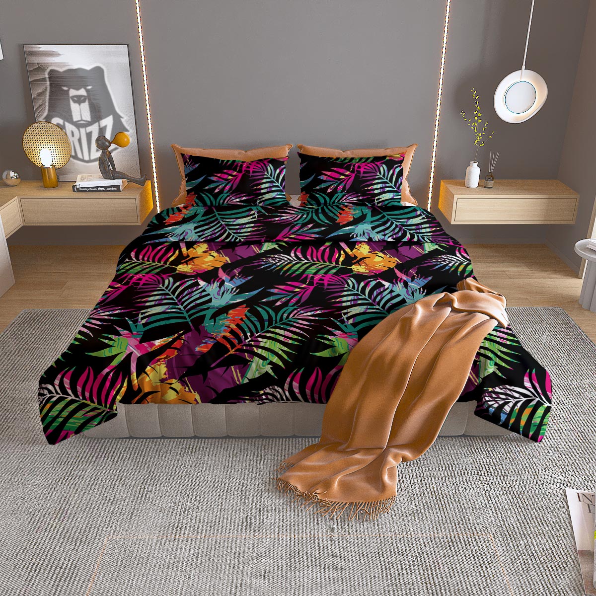 Tree Palm Trippy Print Pattern Duvet Cover Bedding Set