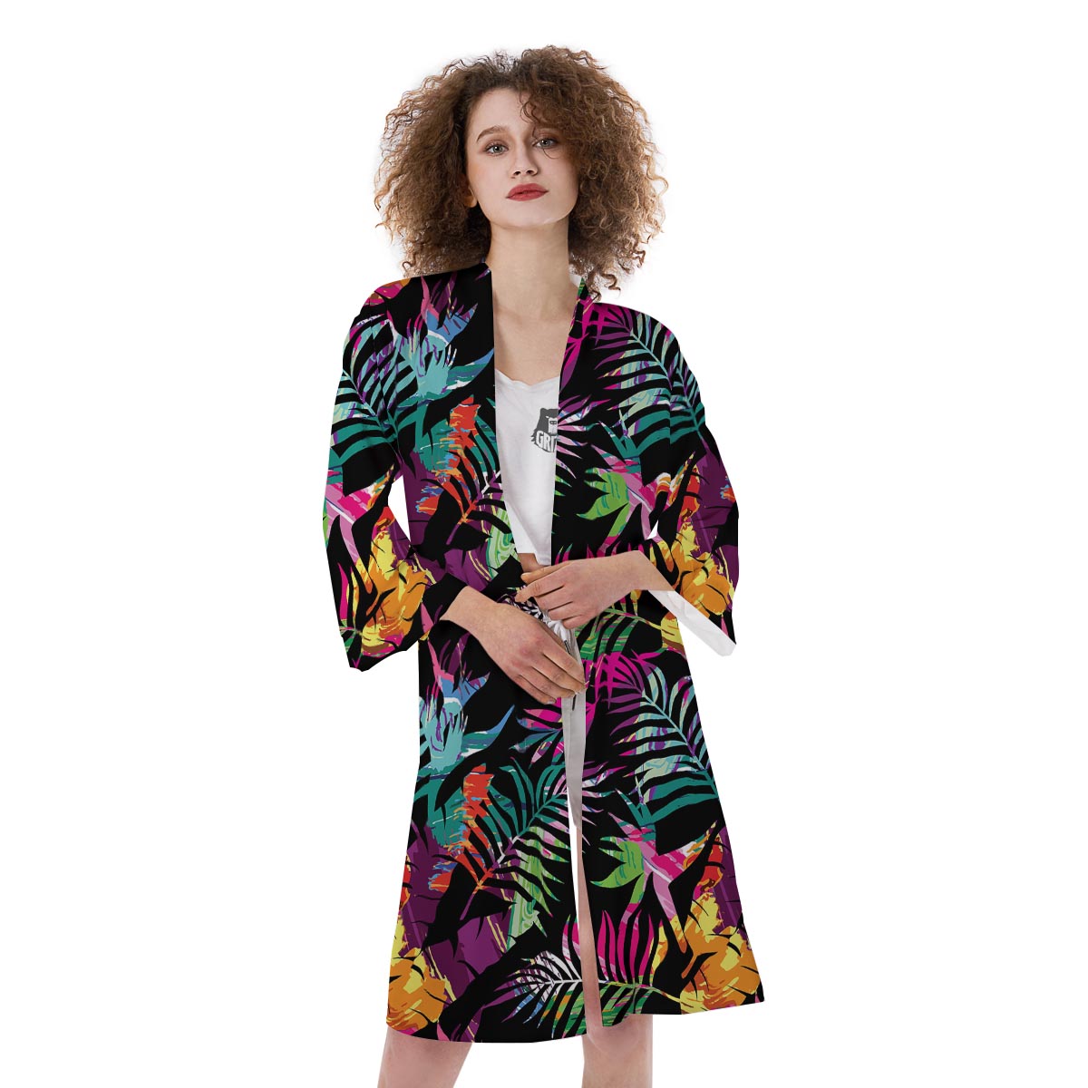 Tree Palm Trippy Print Pattern Kimono-grizzshop
