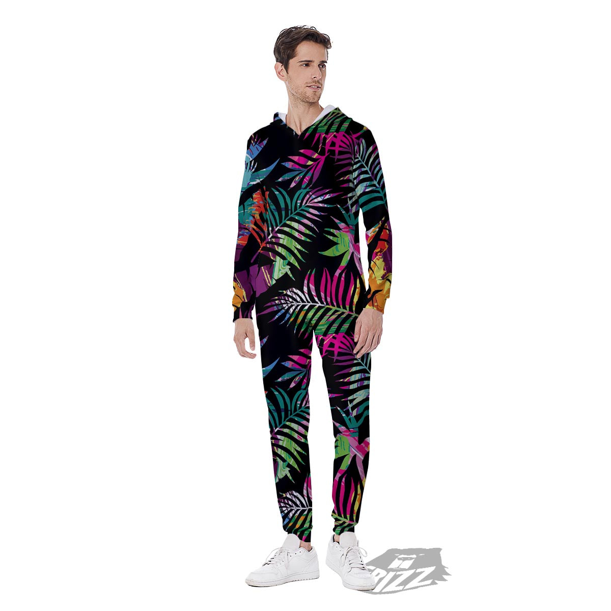 Tree Palm Trippy Print Pattern Men's Jumpsuit-grizzshop