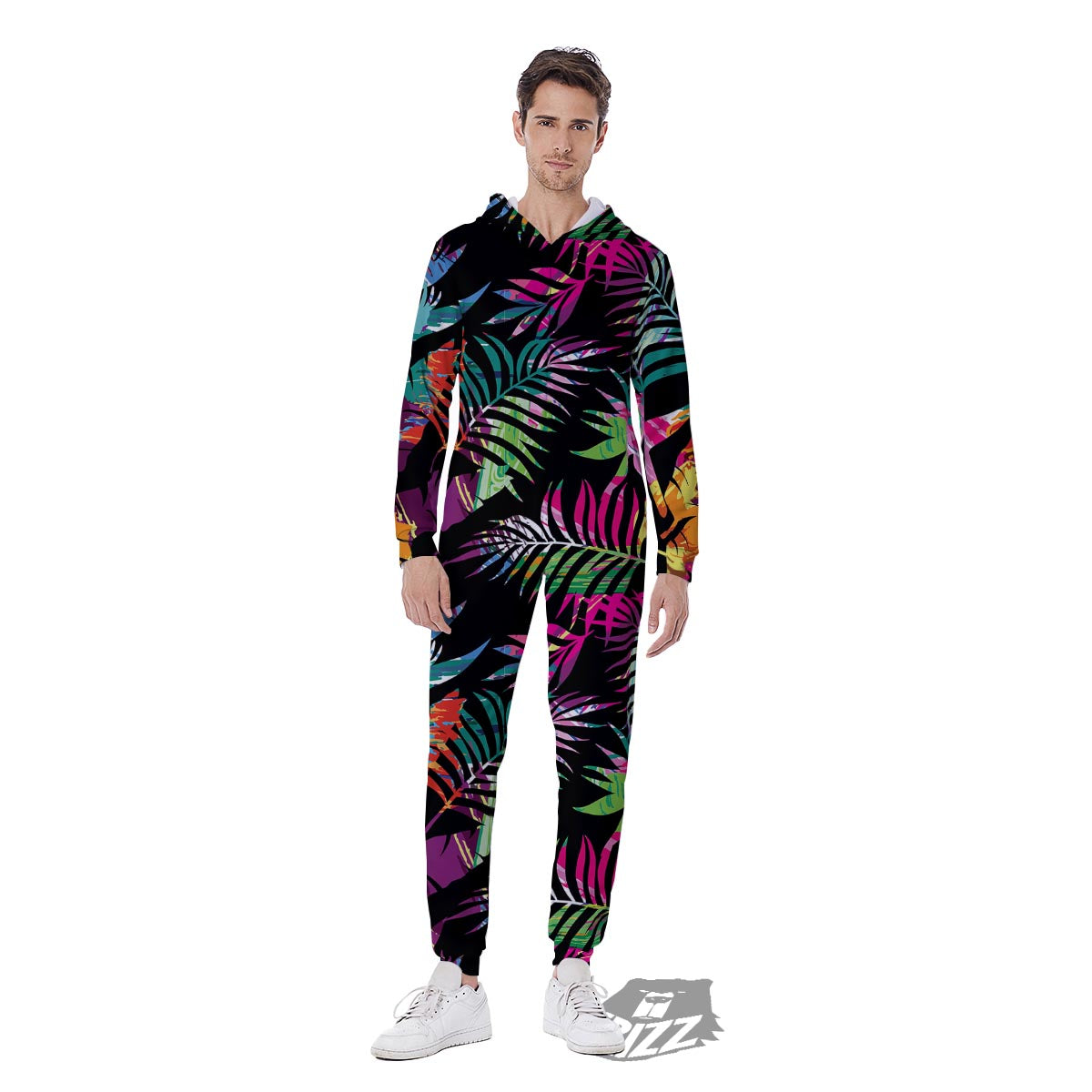 Tree Palm Trippy Print Pattern Men's Jumpsuit-grizzshop