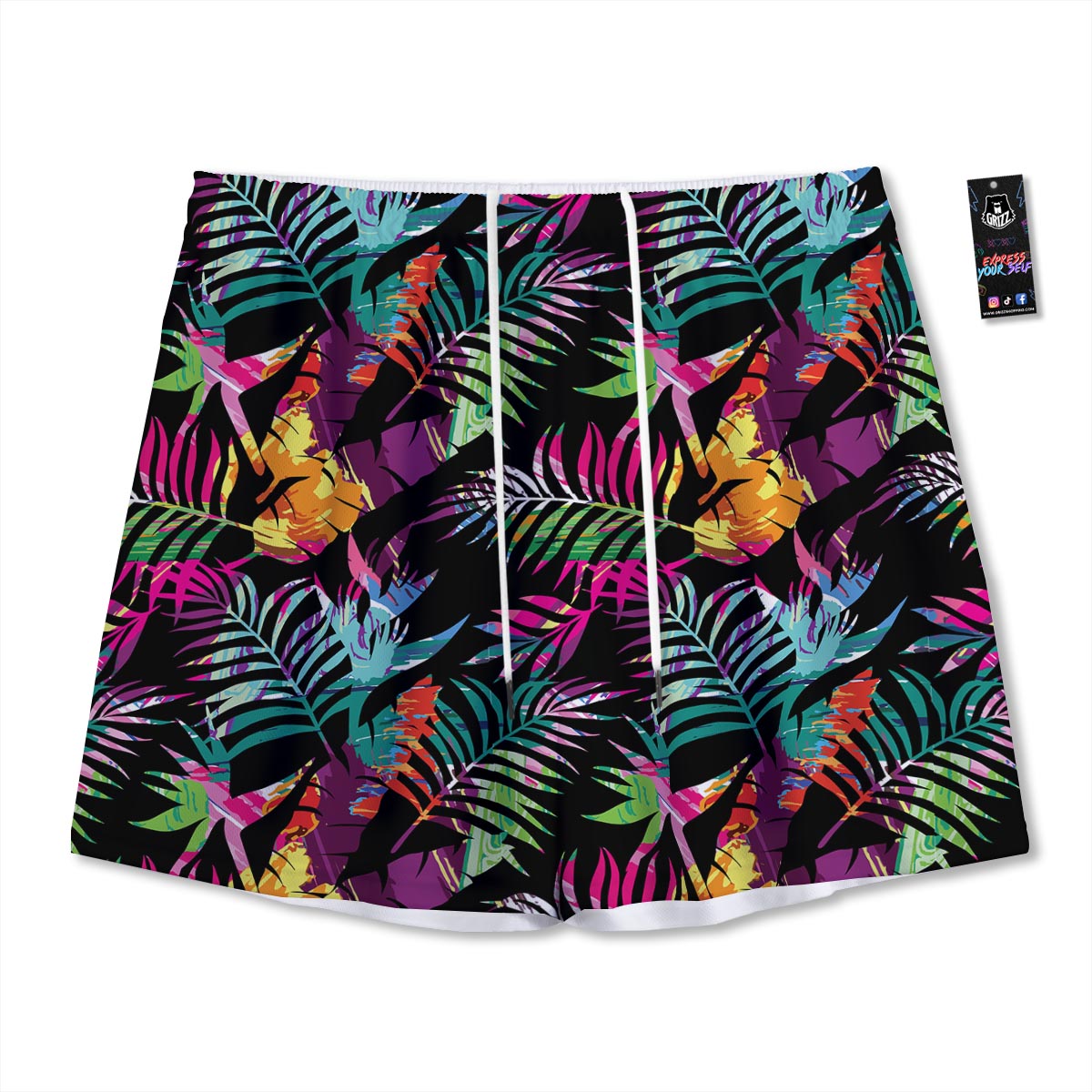 Tree Palm Trippy Print Pattern Mesh Shorts