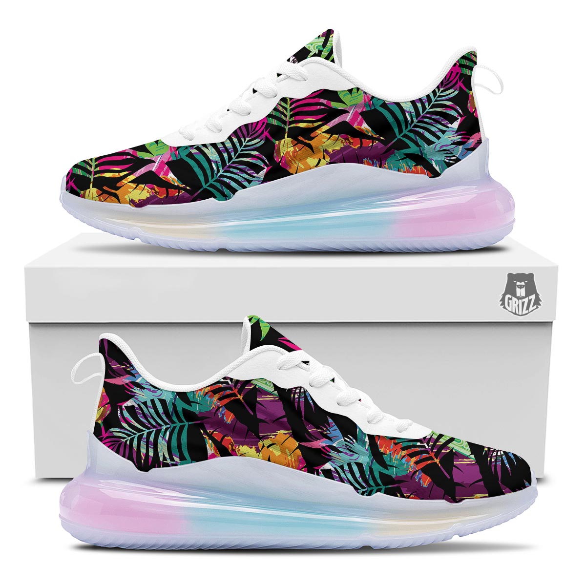 Tree Palm Trippy Print Pattern Running Sneakers-grizzshop
