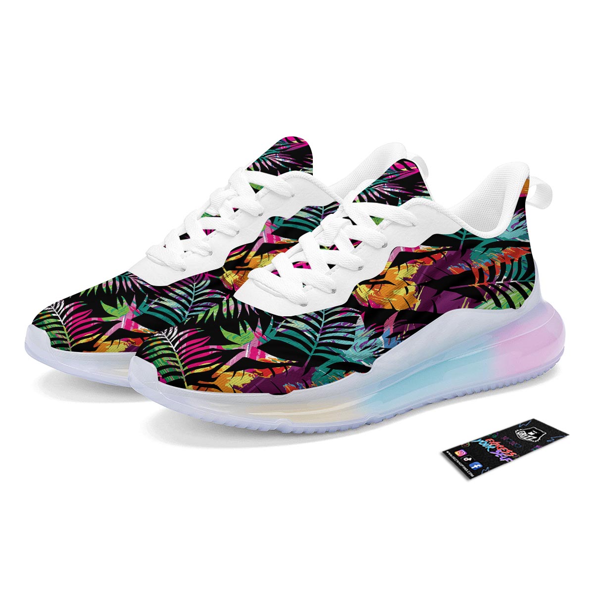 Tree Palm Trippy Print Pattern Running Sneakers-grizzshop