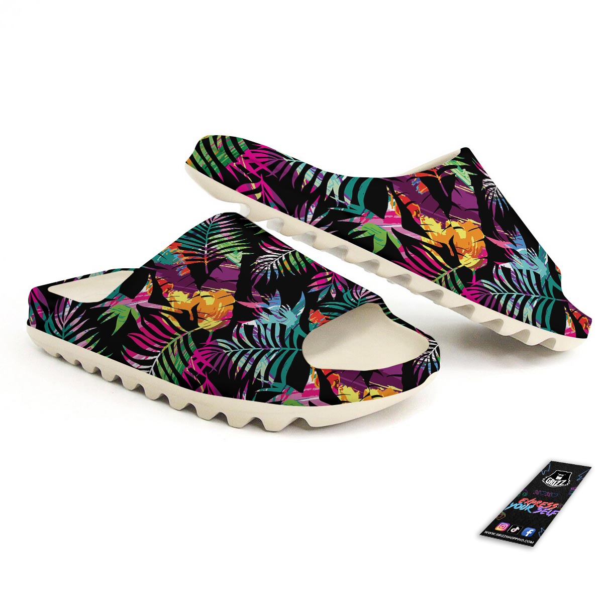 Tree Palm Trippy Print Pattern Sandals-grizzshop