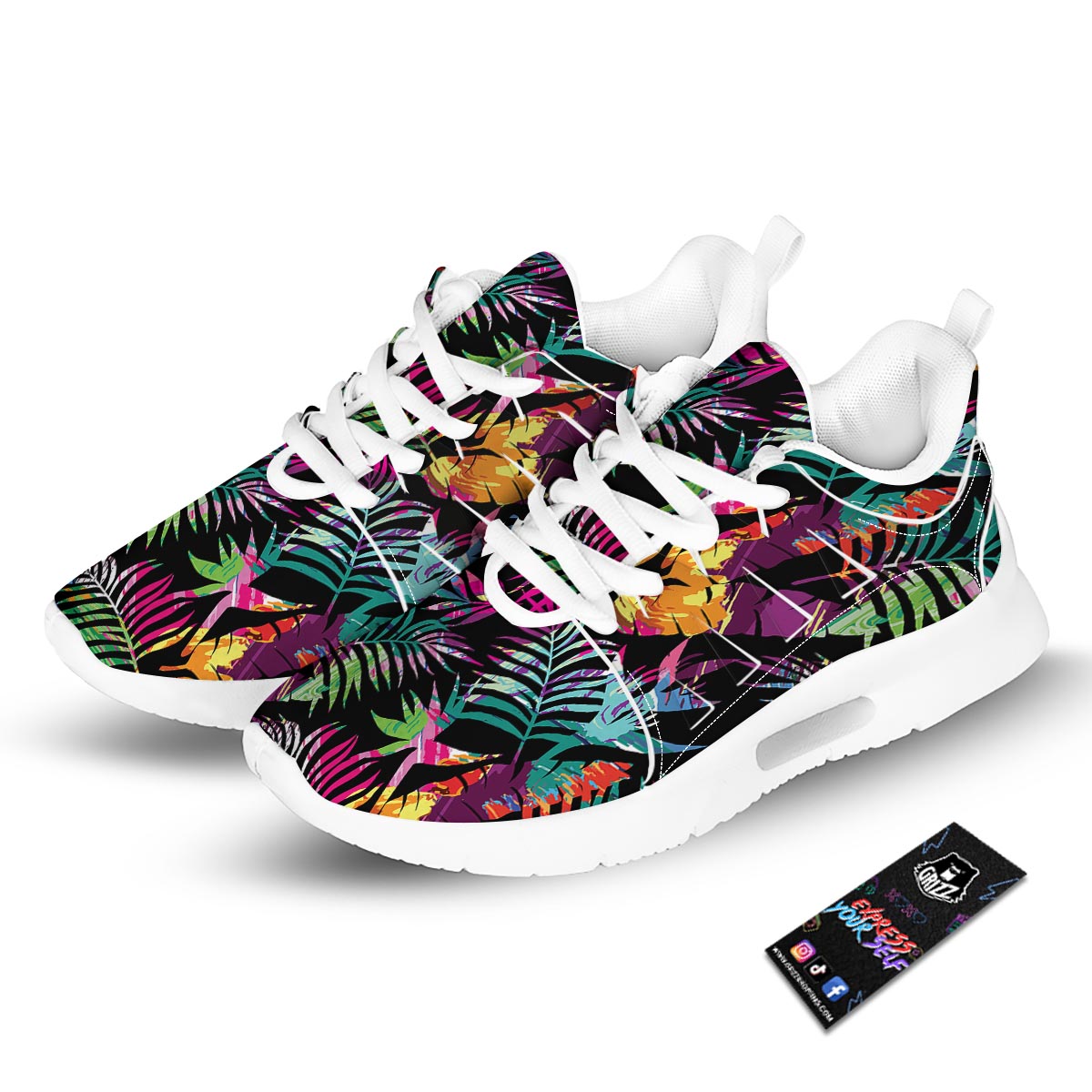 Tree Palm Trippy Print Pattern Tennis Shoes-grizzshop