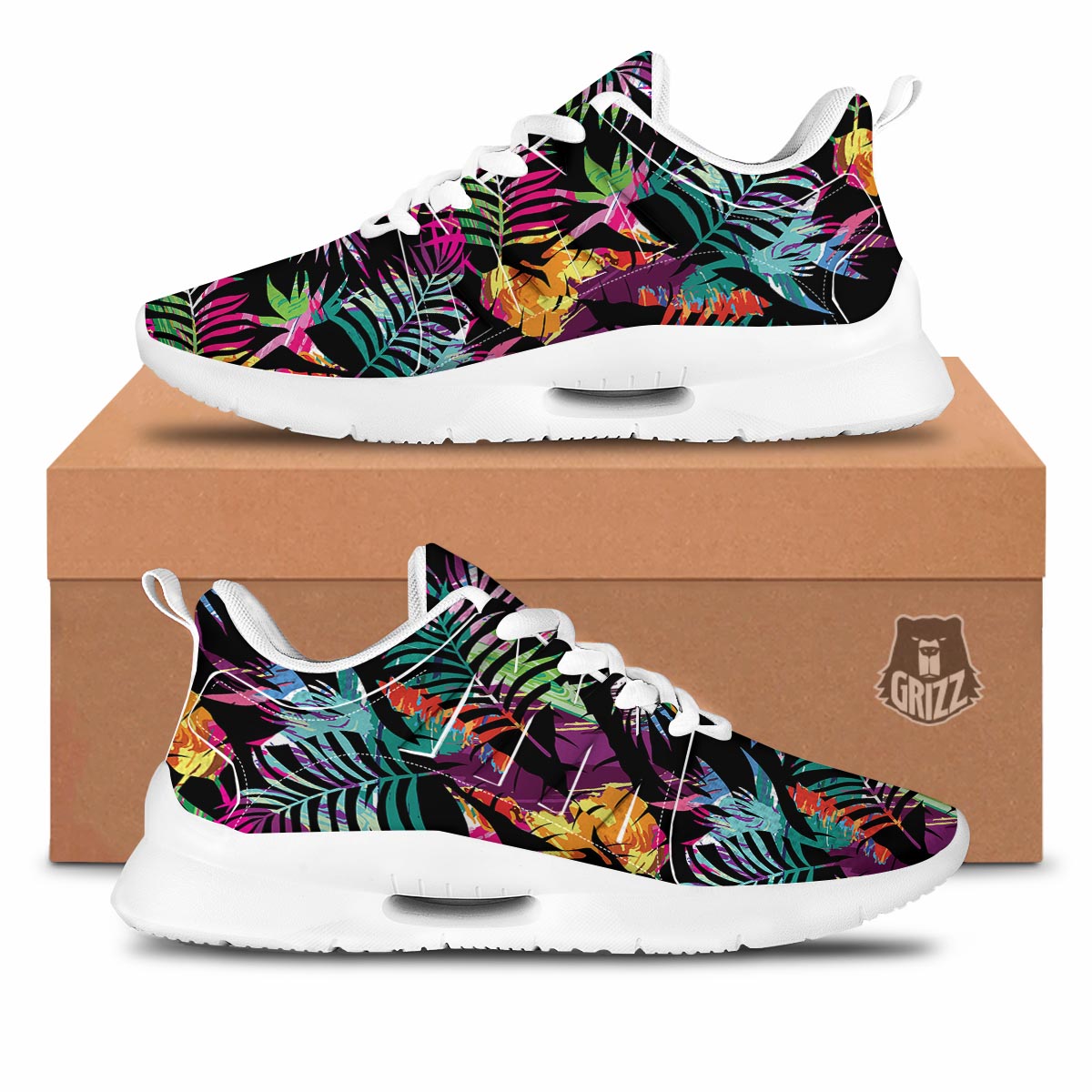 Tree Palm Trippy Print Pattern Tennis Shoes-grizzshop