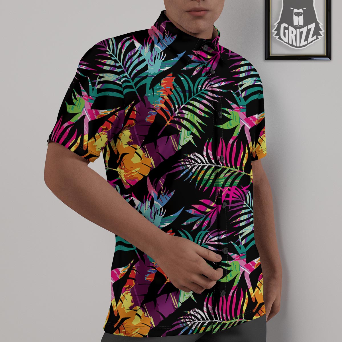 Tree Palm Trippy Print Pattern Untucked Shirts-grizzshop