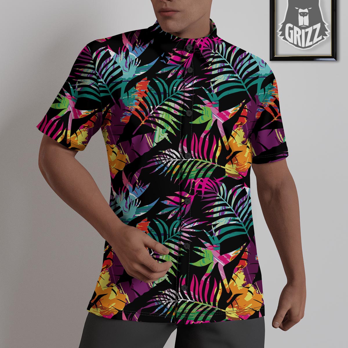 Tree Palm Trippy Print Pattern Untucked Shirts-grizzshop