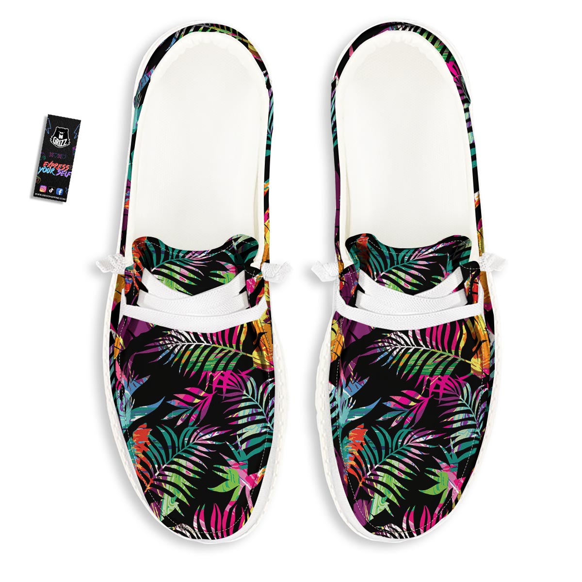 Tree Palm Trippy Print Pattern White Loafers-grizzshop