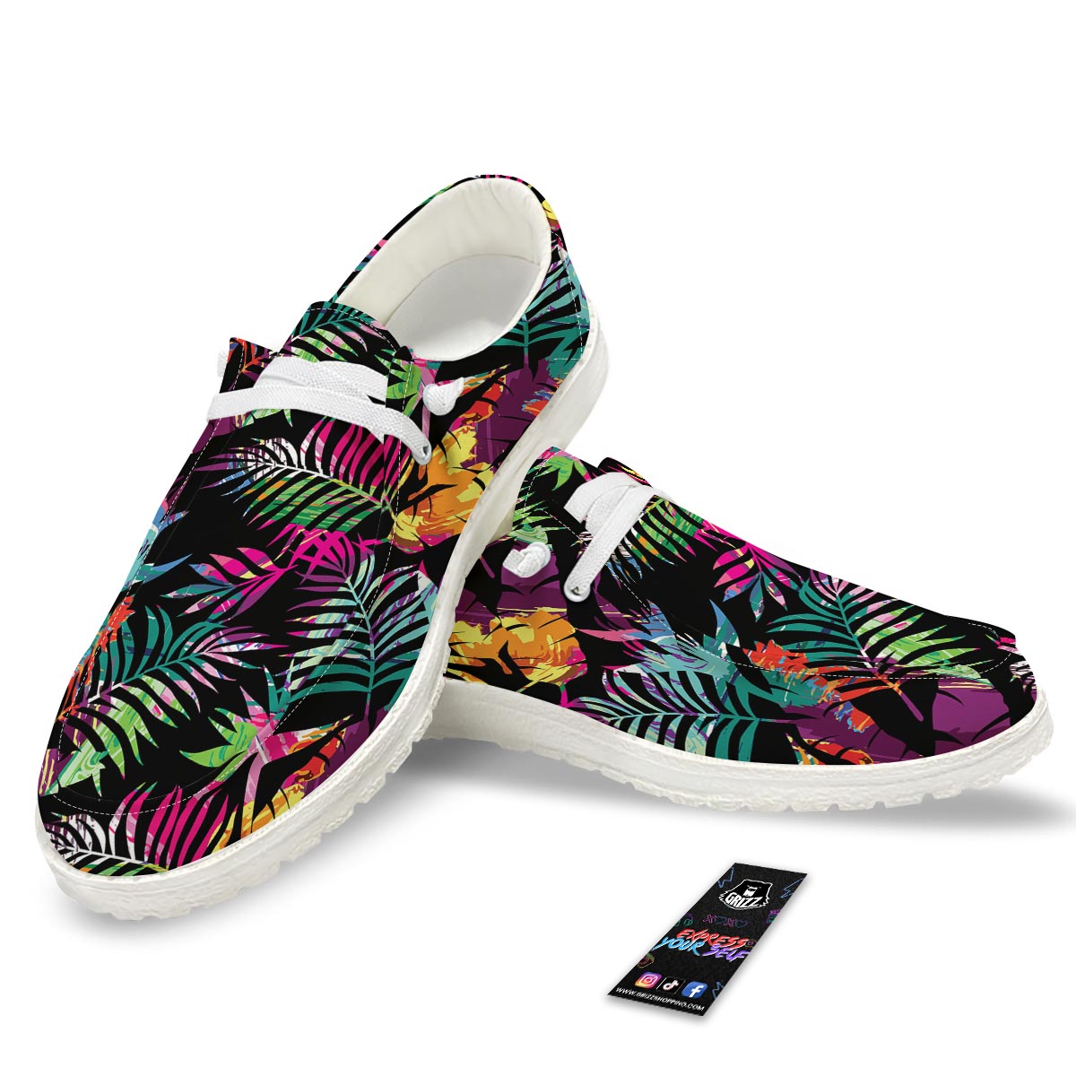 Tree Palm Trippy Print Pattern White Loafers-grizzshop
