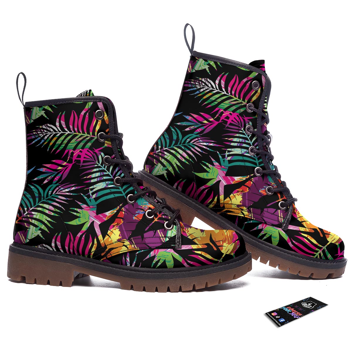 Tree Palm Trippy Print Pattern Work Boots-grizzshop