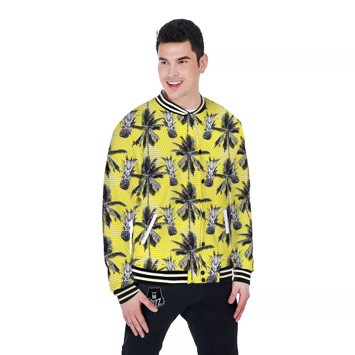 Tree Palm Yellow Print Pattern Baseball Jacket-grizzshop