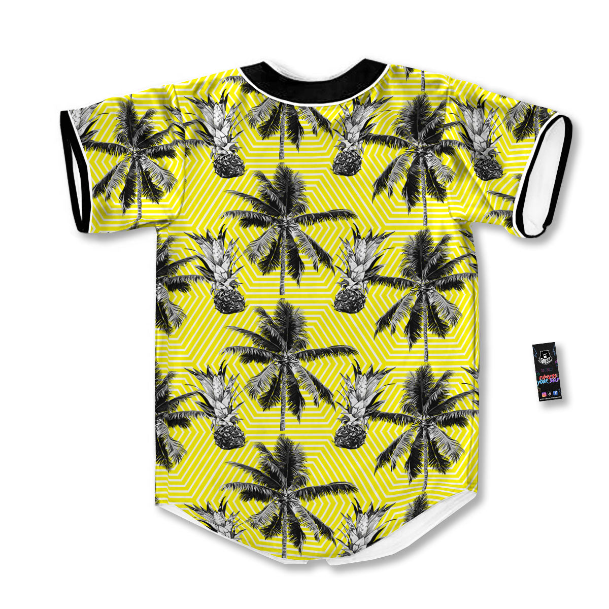 Tree Palm Yellow Print Pattern Baseball Jersey-grizzshop