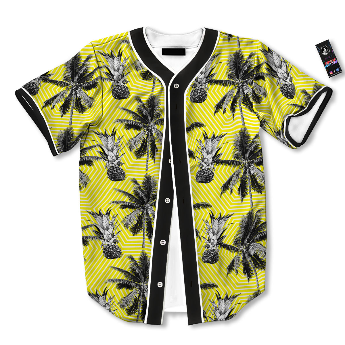 Tree Palm Yellow Print Pattern Baseball Jersey-grizzshop