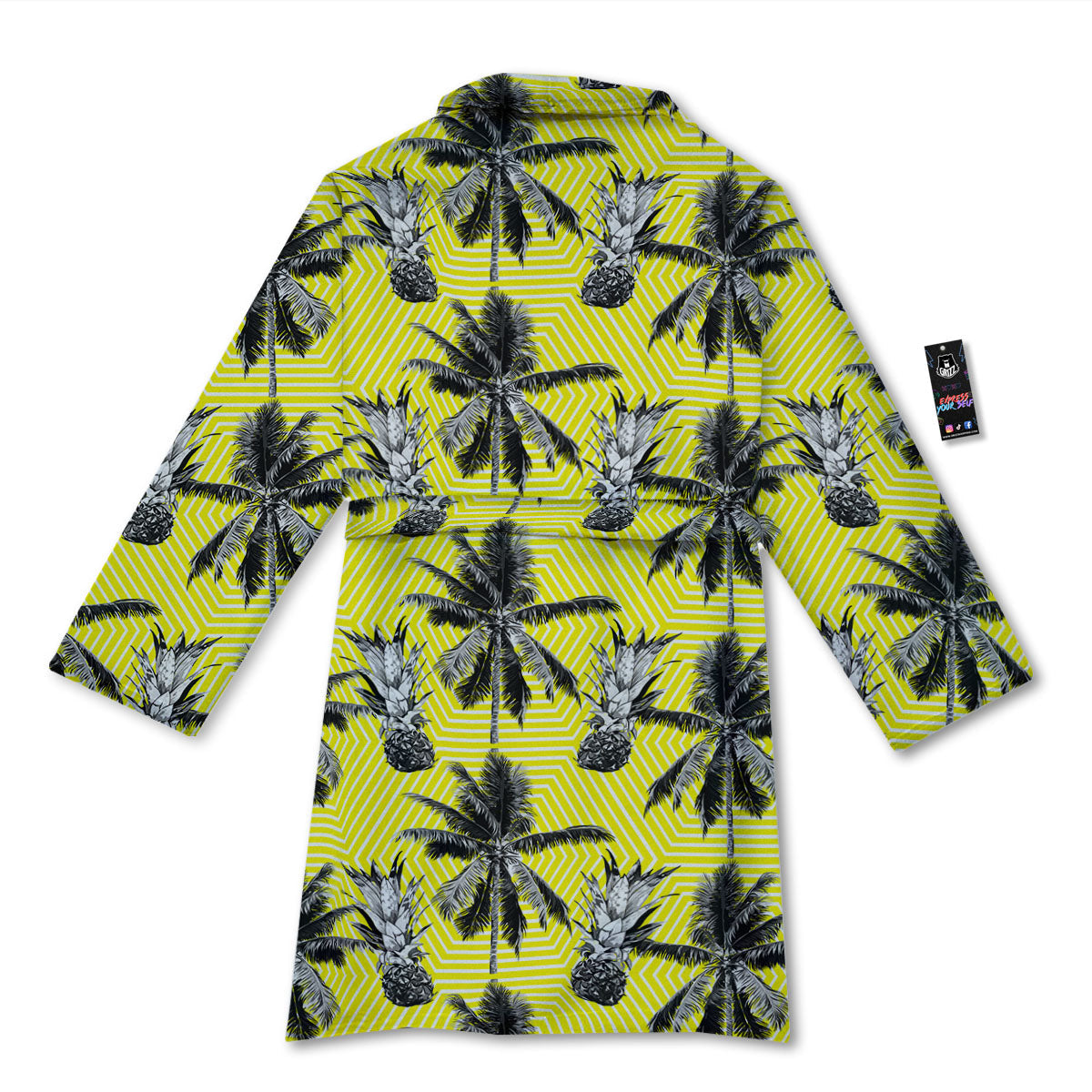 Tree Palm Yellow Print Pattern Bathrobe-grizzshop