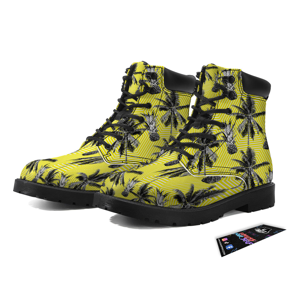 Tree Palm Yellow Print Pattern Boots-grizzshop