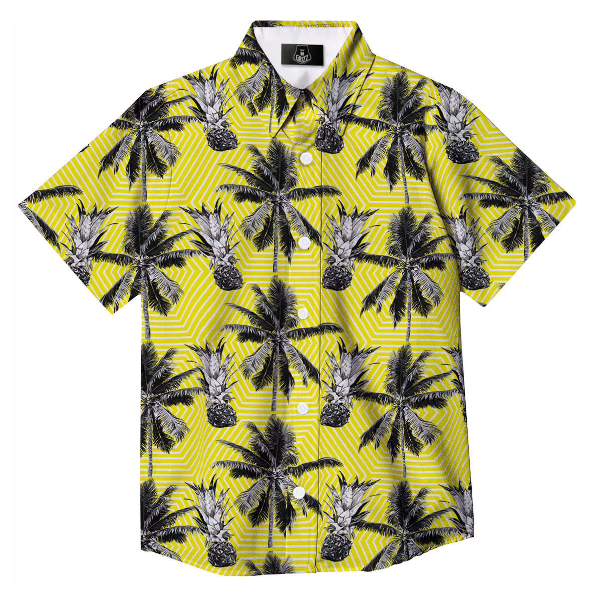 Tree Palm Yellow Print Pattern Button Up Shirt-grizzshop