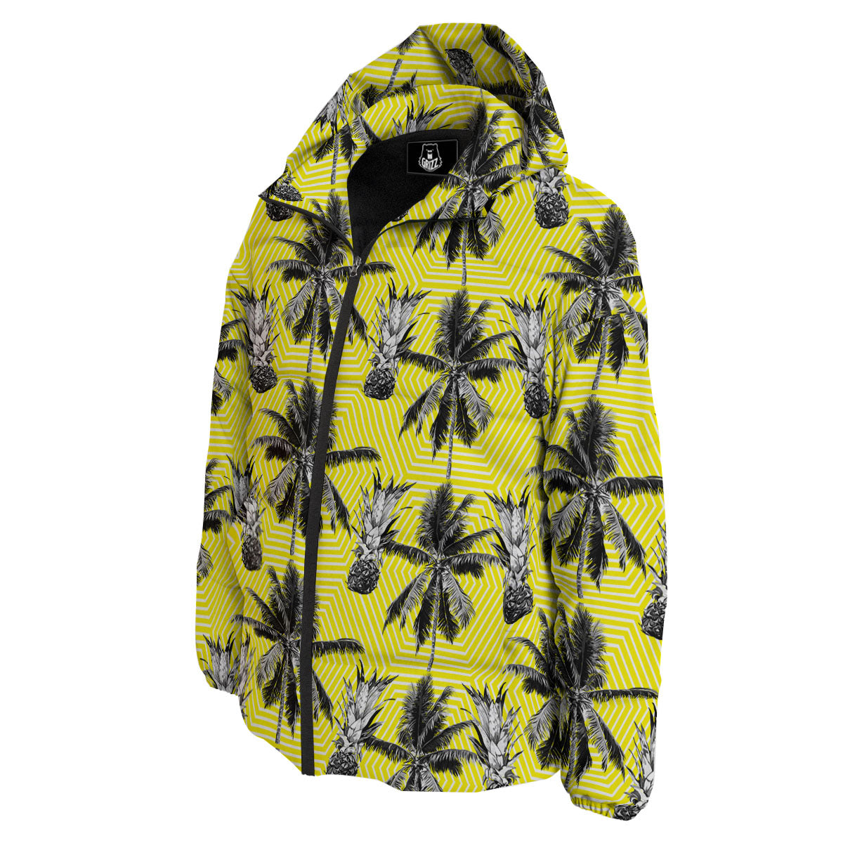 Tree Palm Yellow Print Pattern Down Jacket-grizzshop
