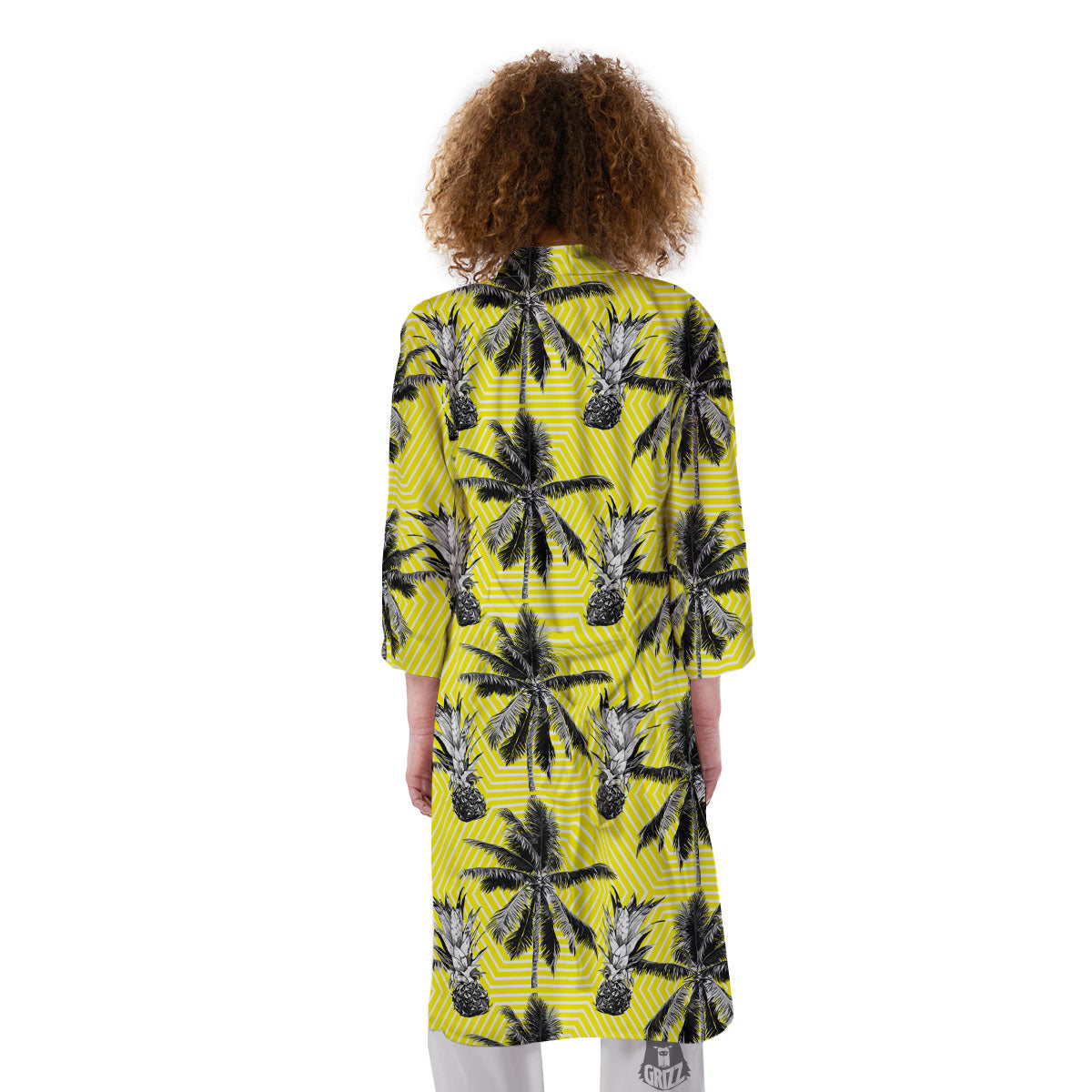 Tree Palm Yellow Print Pattern Kimono-grizzshop