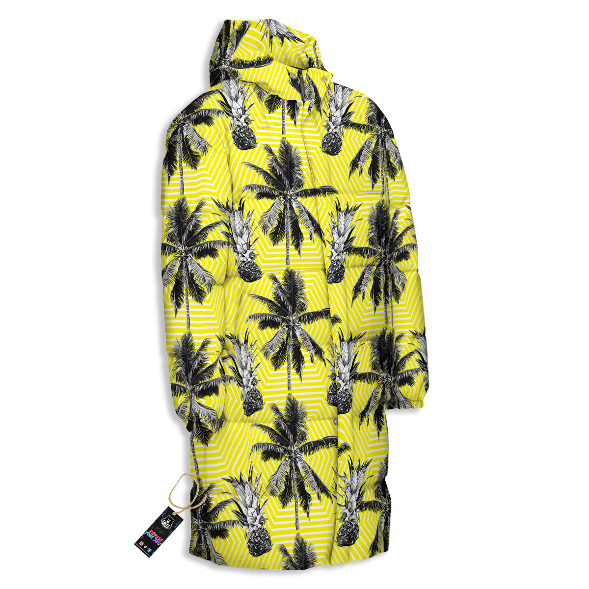 Tree Palm Yellow Print Pattern Long Down Jacket-grizzshop
