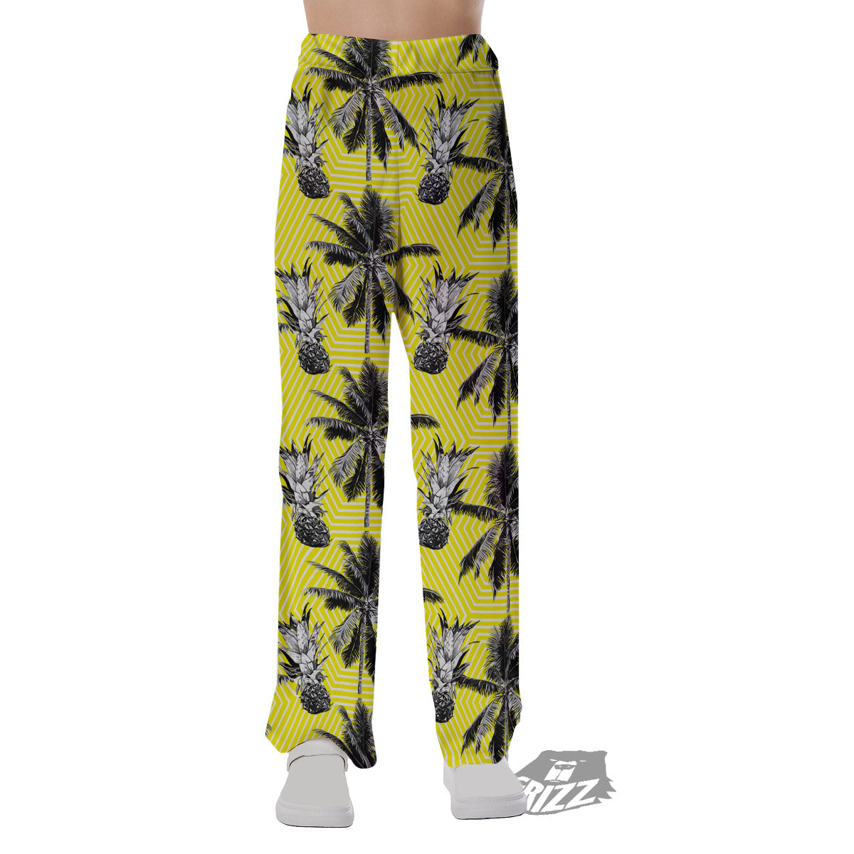 Tree Palm Yellow Print Pattern Pajama Pants-grizzshop