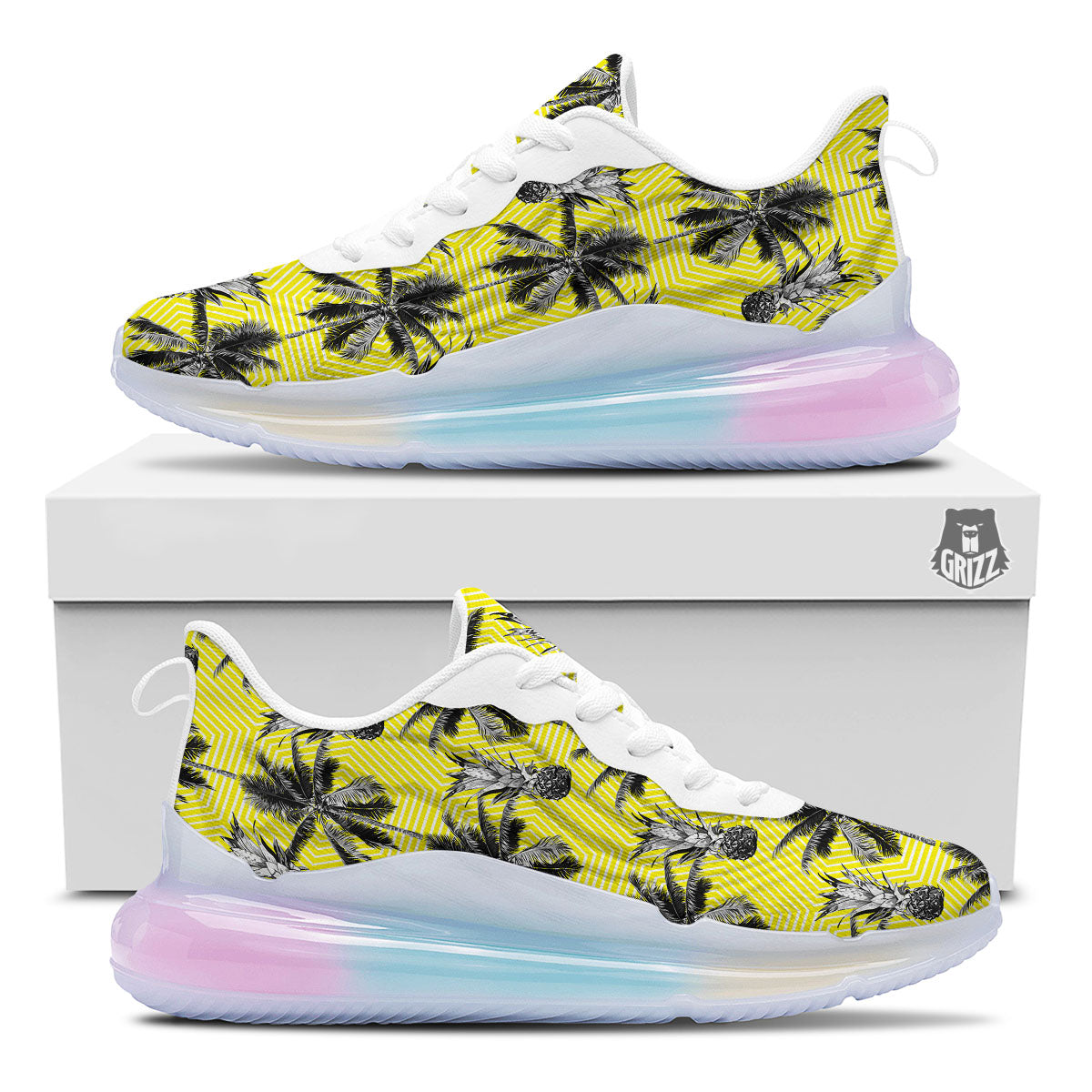 Tree Palm Yellow Print Pattern Running Sneakers-grizzshop