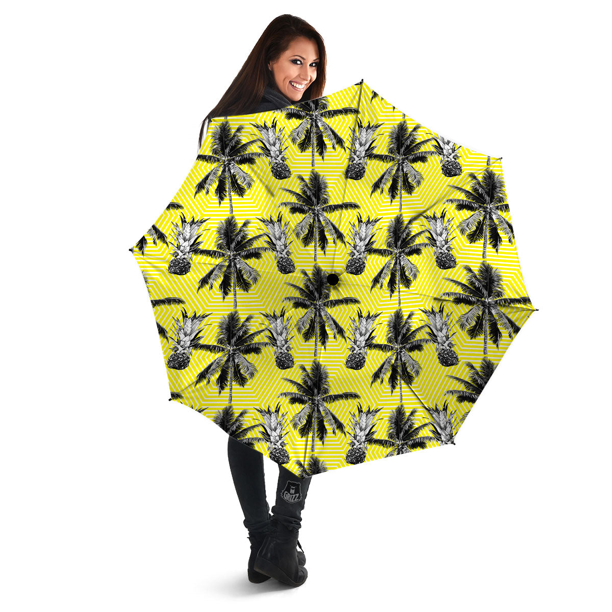 Tree Palm Yellow Print Pattern Umbrella-grizzshop