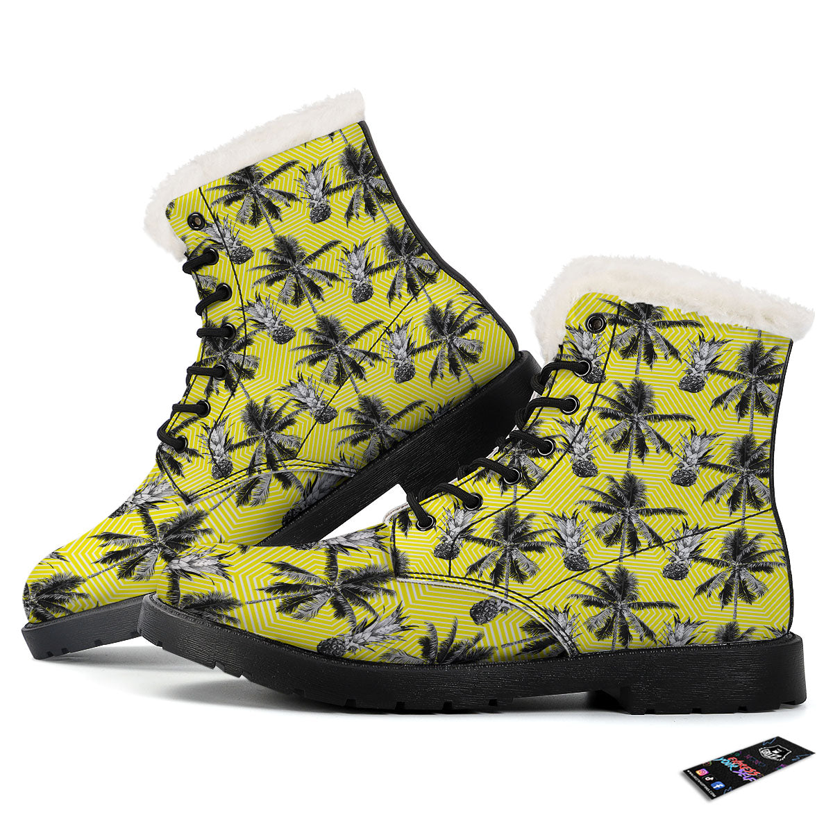 Tree Palm Yellow Print Pattern Winter Boots-grizzshop