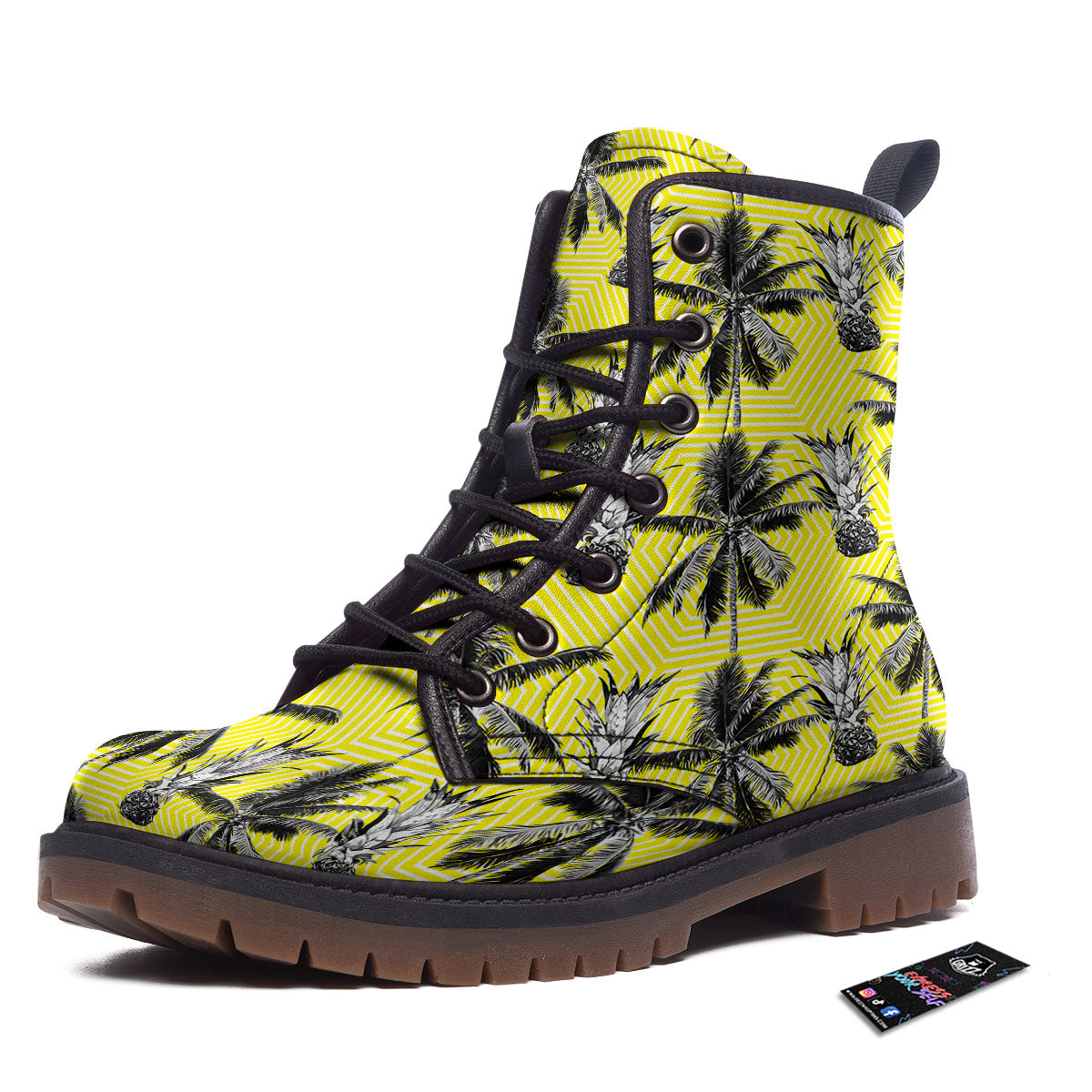 Tree Palm Yellow Print Pattern Work Boots-grizzshop