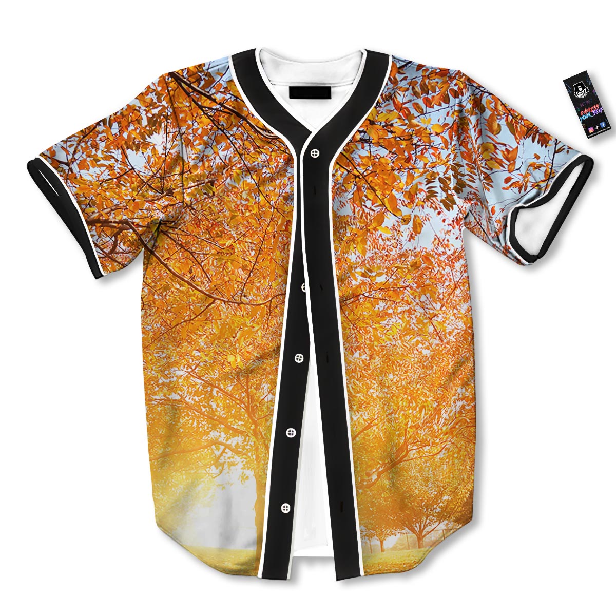 Tree Sunshine Autumn Print Baseball Jersey-grizzshop