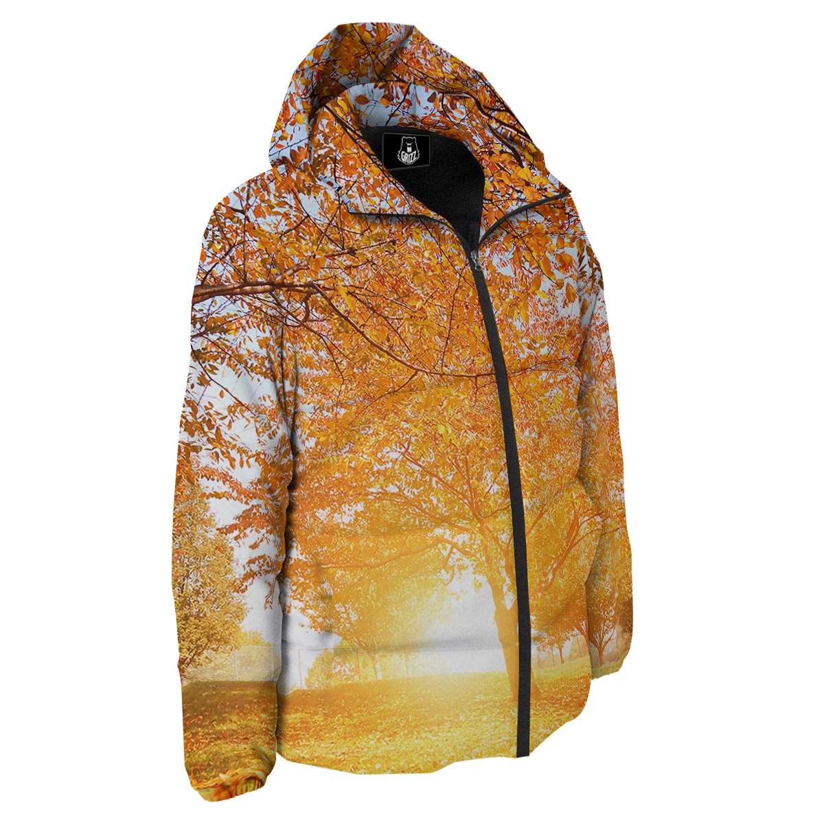 Tree Sunshine Autumn Print Down Jacket-grizzshop