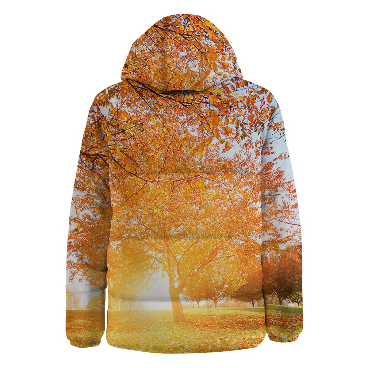 Tree Sunshine Autumn Print Down Jacket-grizzshop